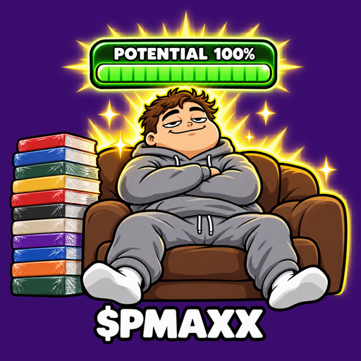 The $PMAXX guy on his couch under a full POTENTIAL bar